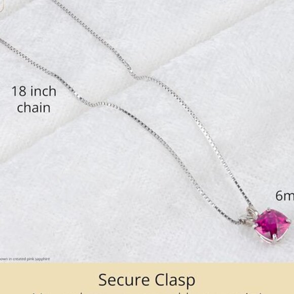 Citrine Cushion Cut Birthstone | 925 Sterling Silver | Necklace For Women | 6mm - Picture 4 of 5